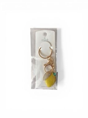 Mint Lemon Charm Key & Card Holder with Gold Hardware